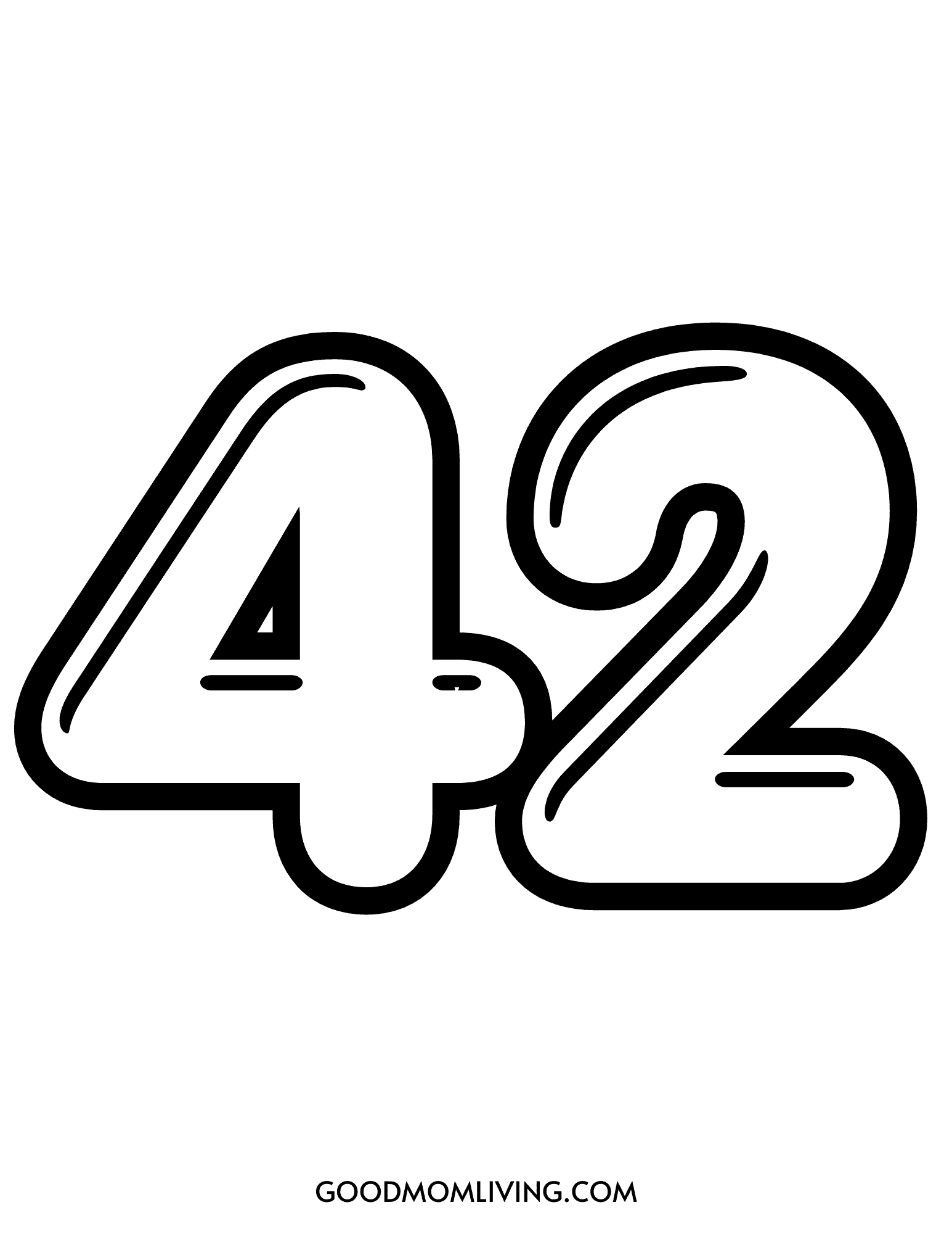Bubble Number 42 Printable (Bubble Number 42 Outline) - Good Mom Living