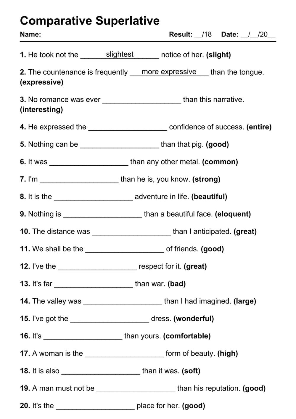 Comparative And Superlative Adjectives Activities - Vrogue.co