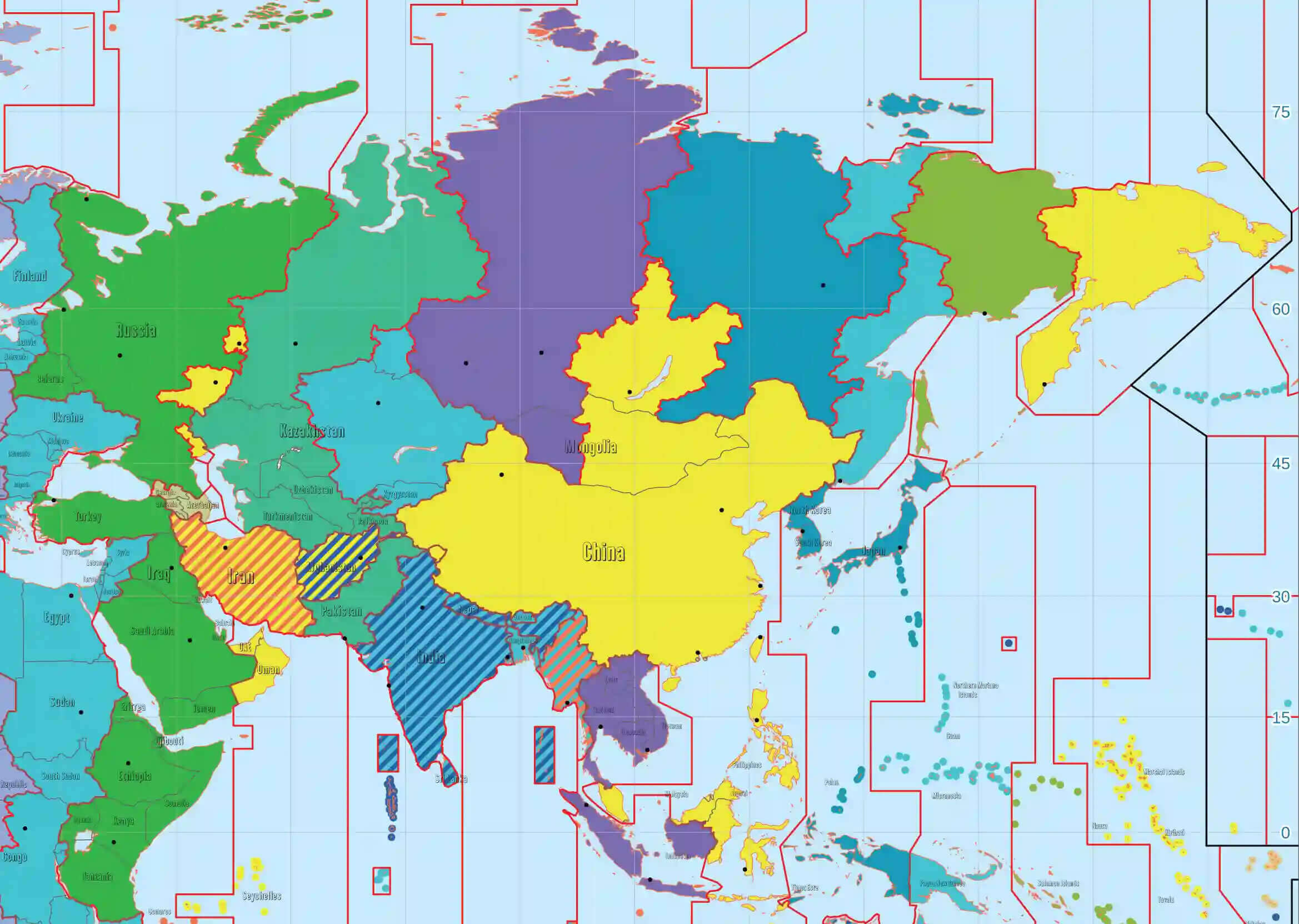 Discover Time Zones of Asia with Russia, China, Australia, Pacific, and World - Guide of the World