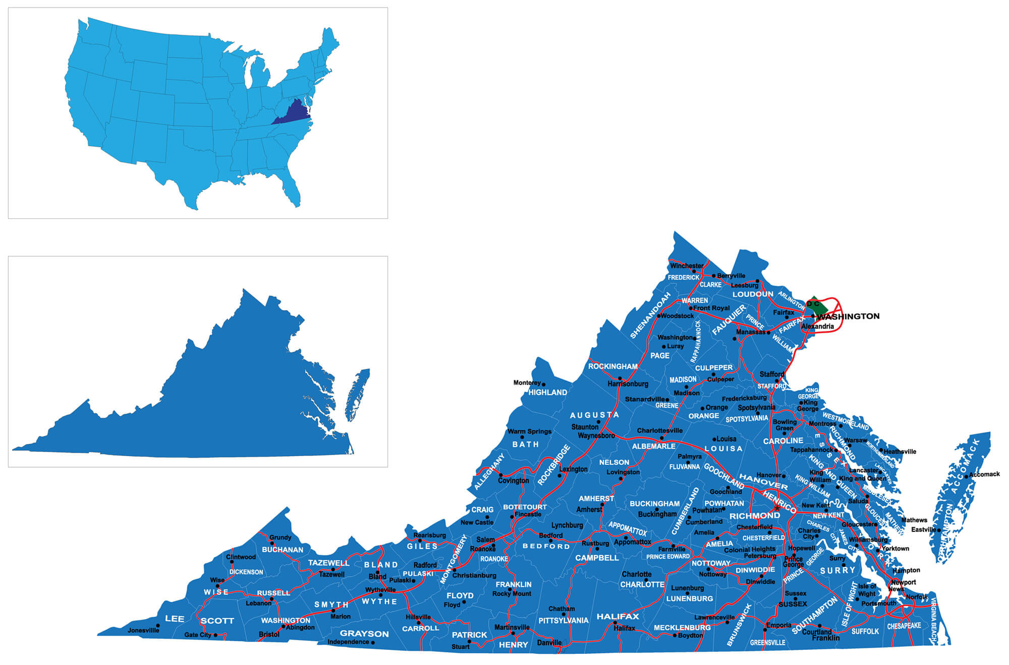 Virginia Map - Guide Of The World