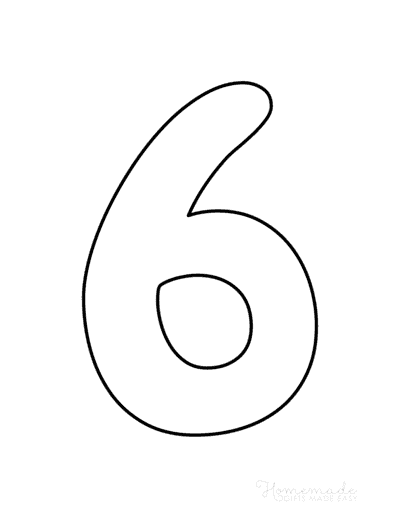 Printable Number 6 Outline Print Bubble Number 6 - vrogue.co