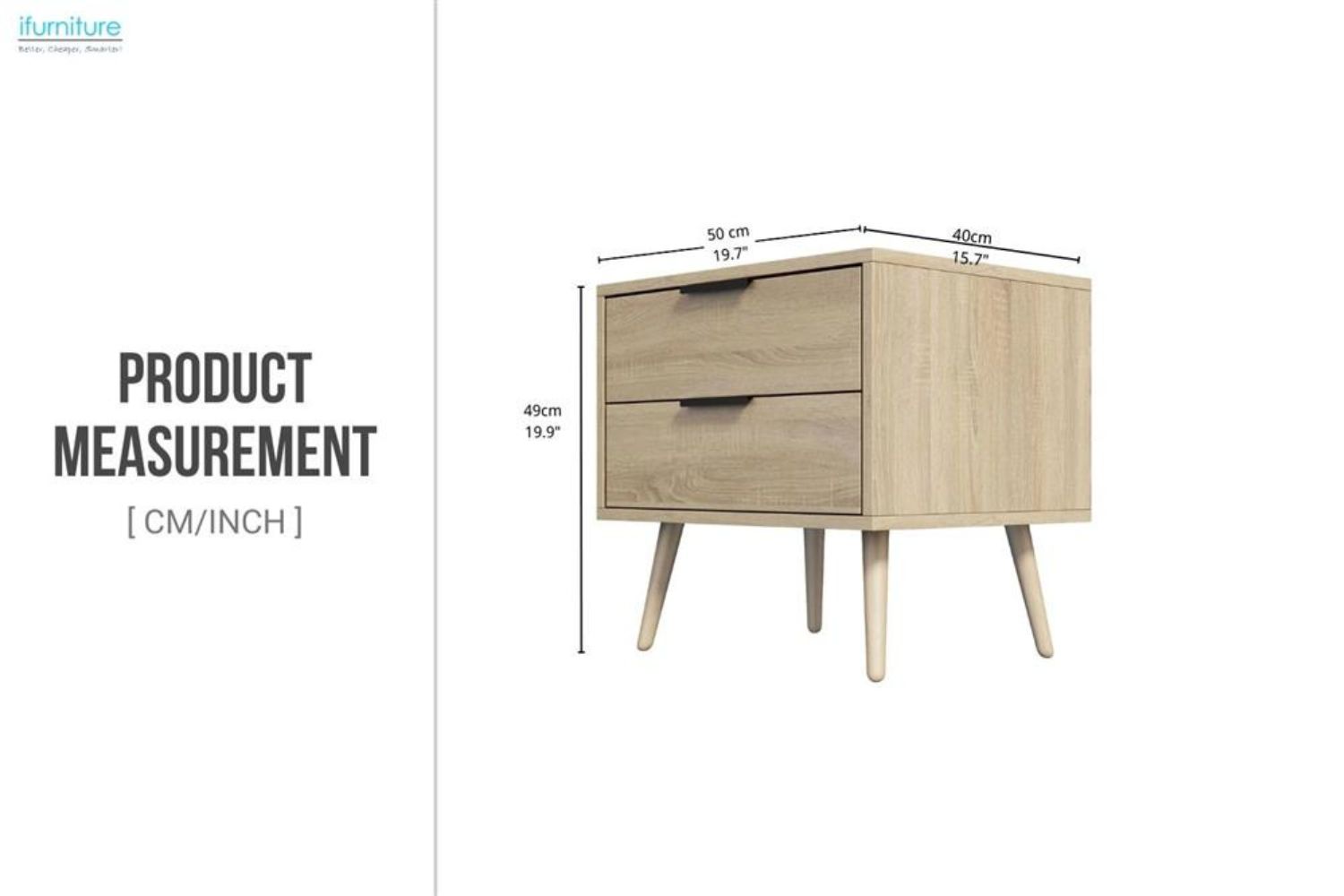 EBERN 2-Drawer Bedside Table