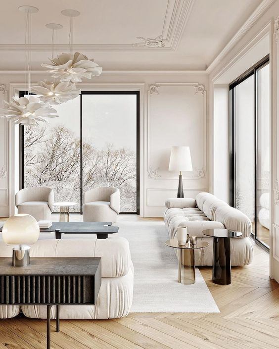 modern classic living rooms, sobriety and harmony