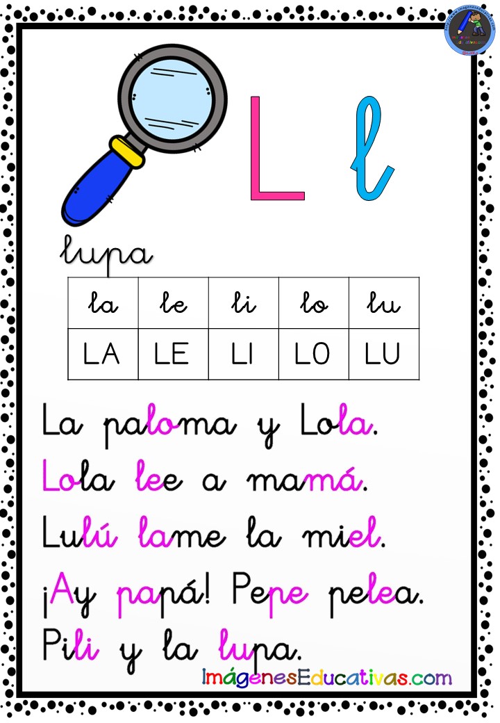 CARTILLA DE LECTURA LETRA L (11) - Imagenes Educativas
