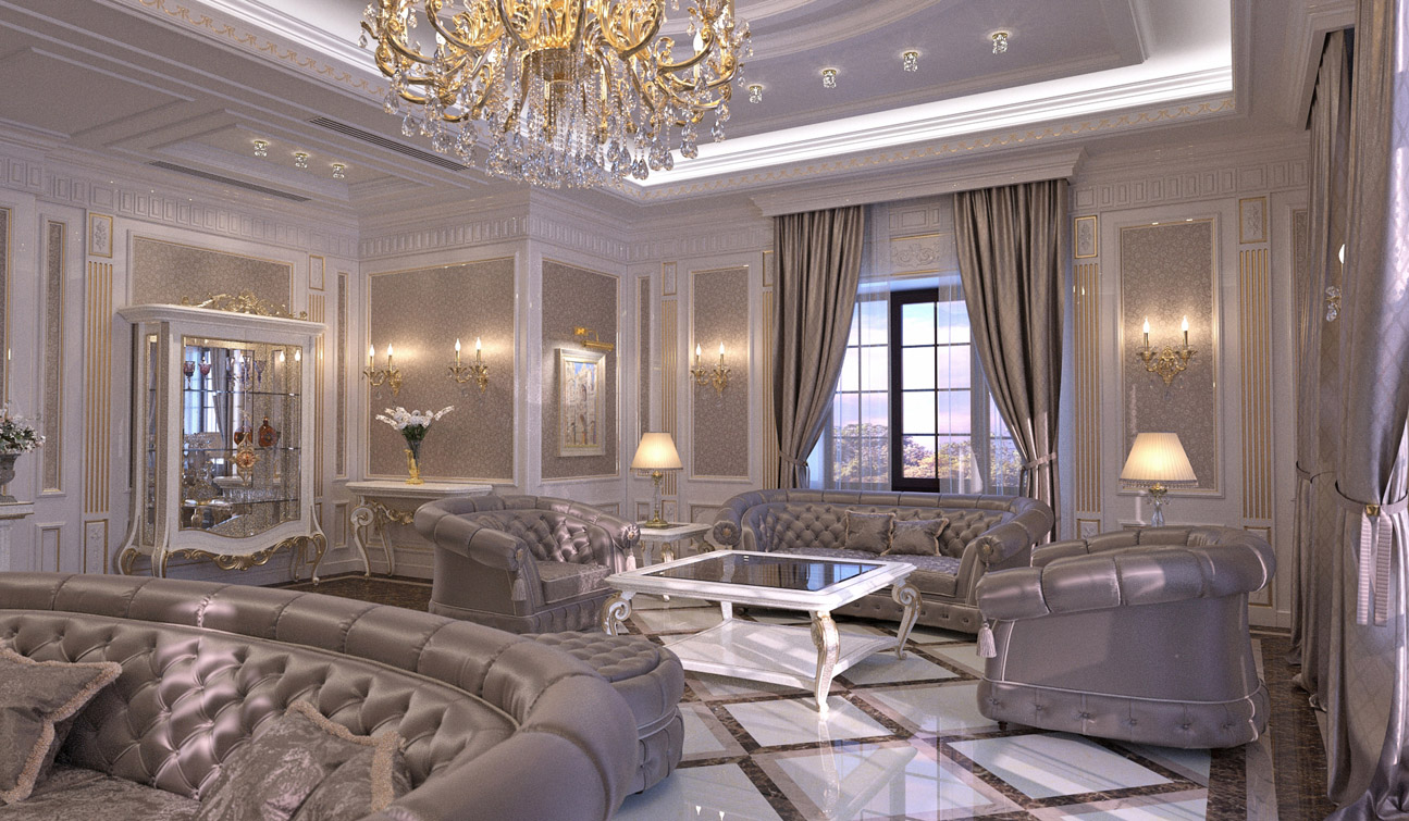 INDESIGNCLUB - Living Room interior design in elegant Classic style
