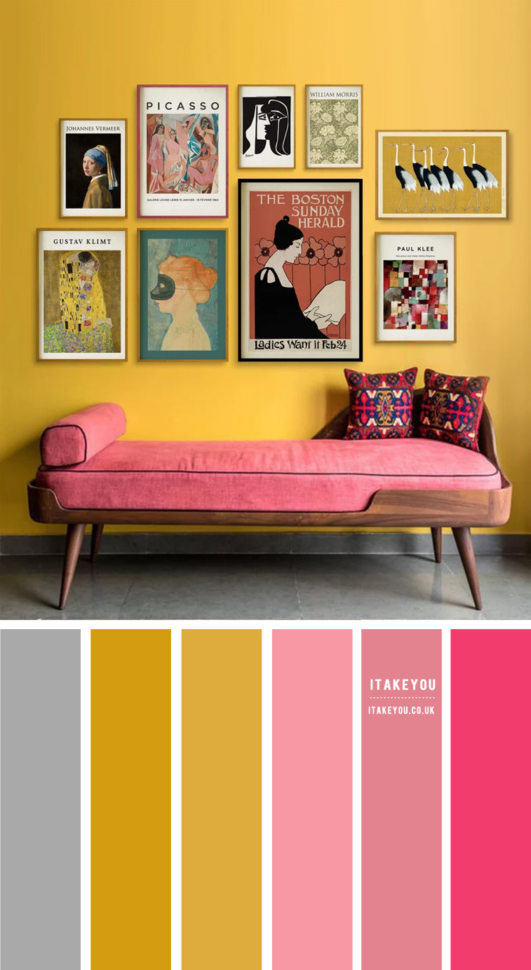 Mustard and Pink Living Room I Take You | Haircuts, Hairstyles, Hair Colours, Home Decor to ...