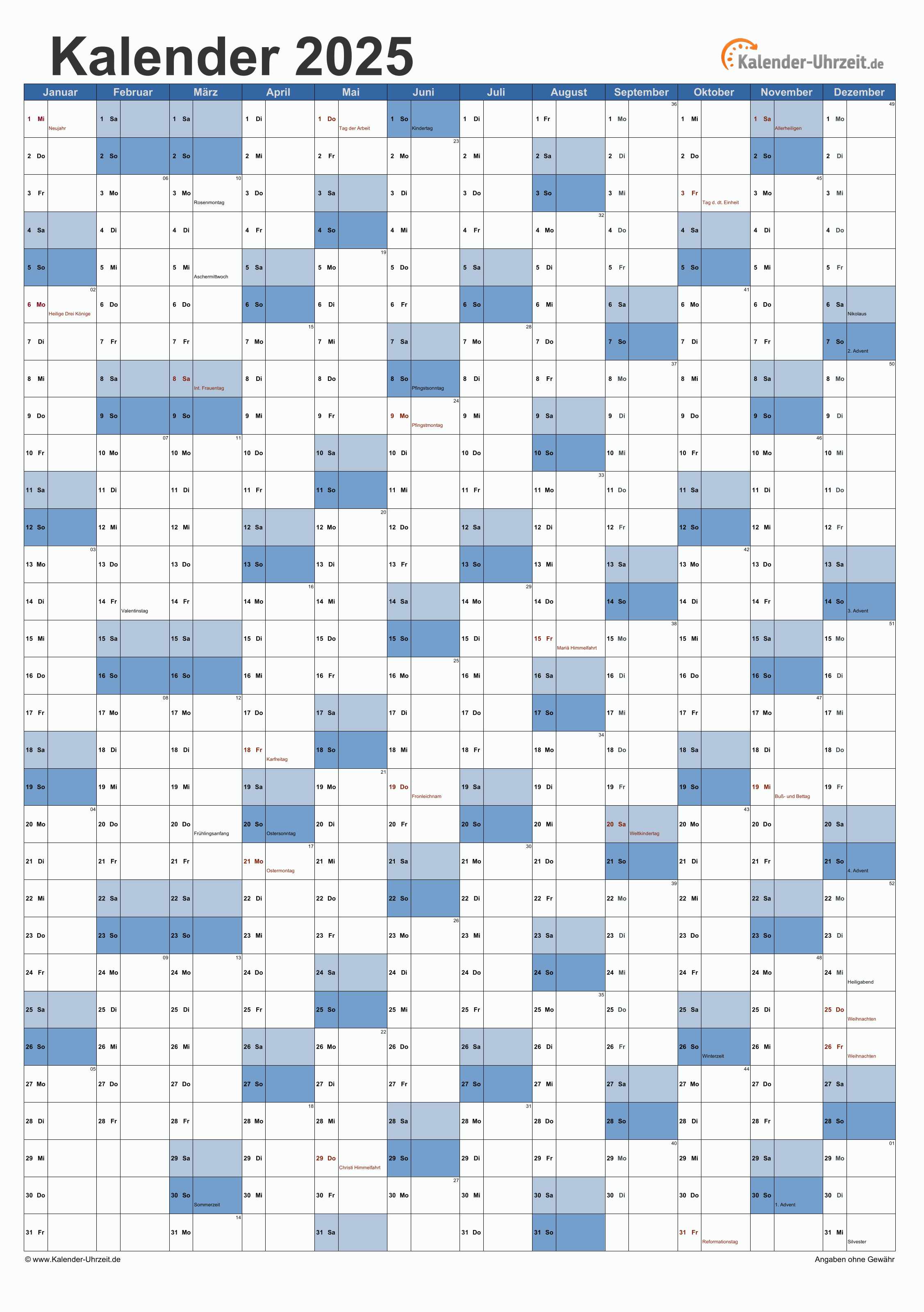 Kostenlose Kalender Zum Ausdrucken Für 2025: Organisation Und Übersichtlichkeit Im Alltag...