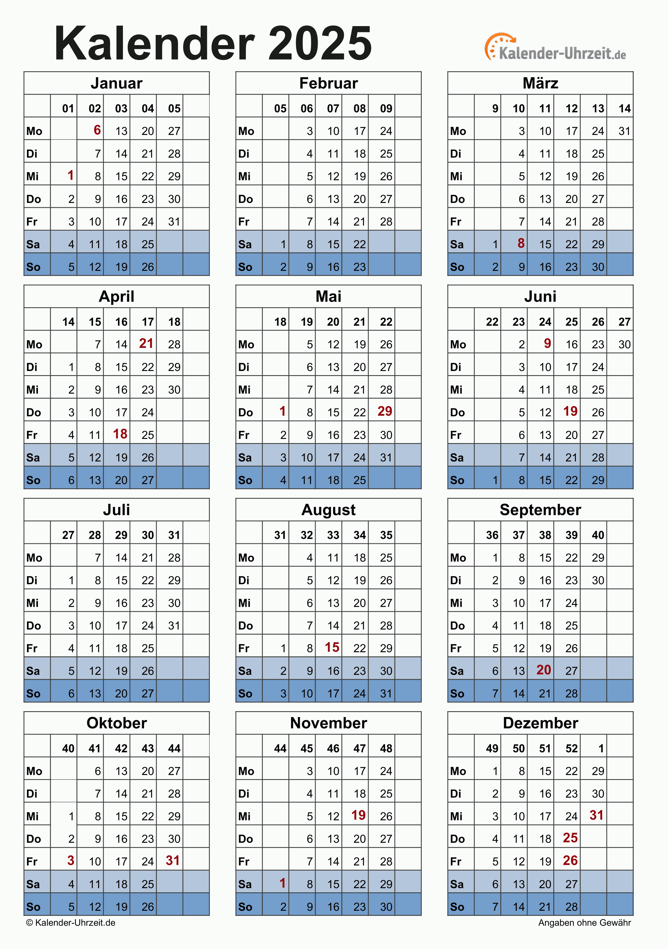 Kostenlose Kalender Ausdrucken 2025 - Sharon H. Johnson