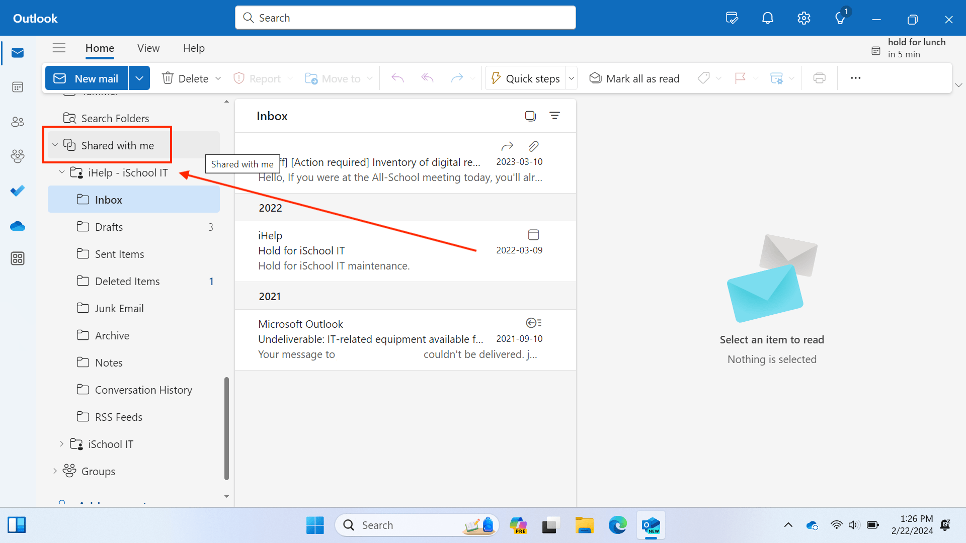 How To Add Shared NetID Mailbox To Outlook | ISchool Knowledge Base