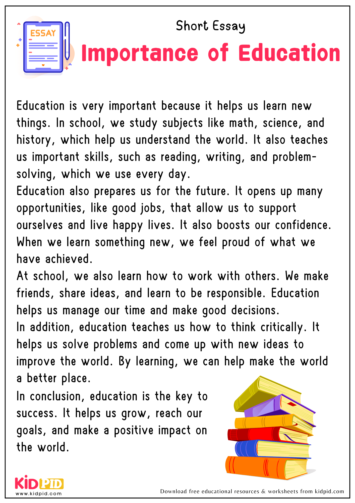Essay - Importance of Education - Kidpid