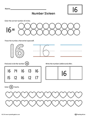 Number 16 Worksheet Number Worksheet 16 Worksheets Math Trac