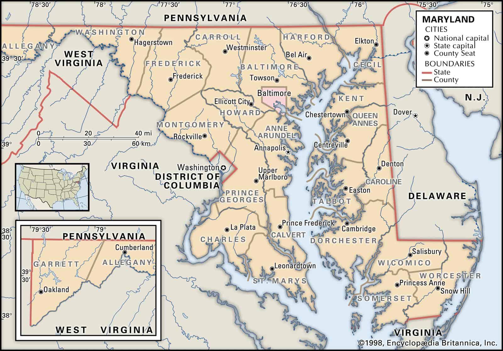 Printable Map Of Maryland - Printable Word Searches