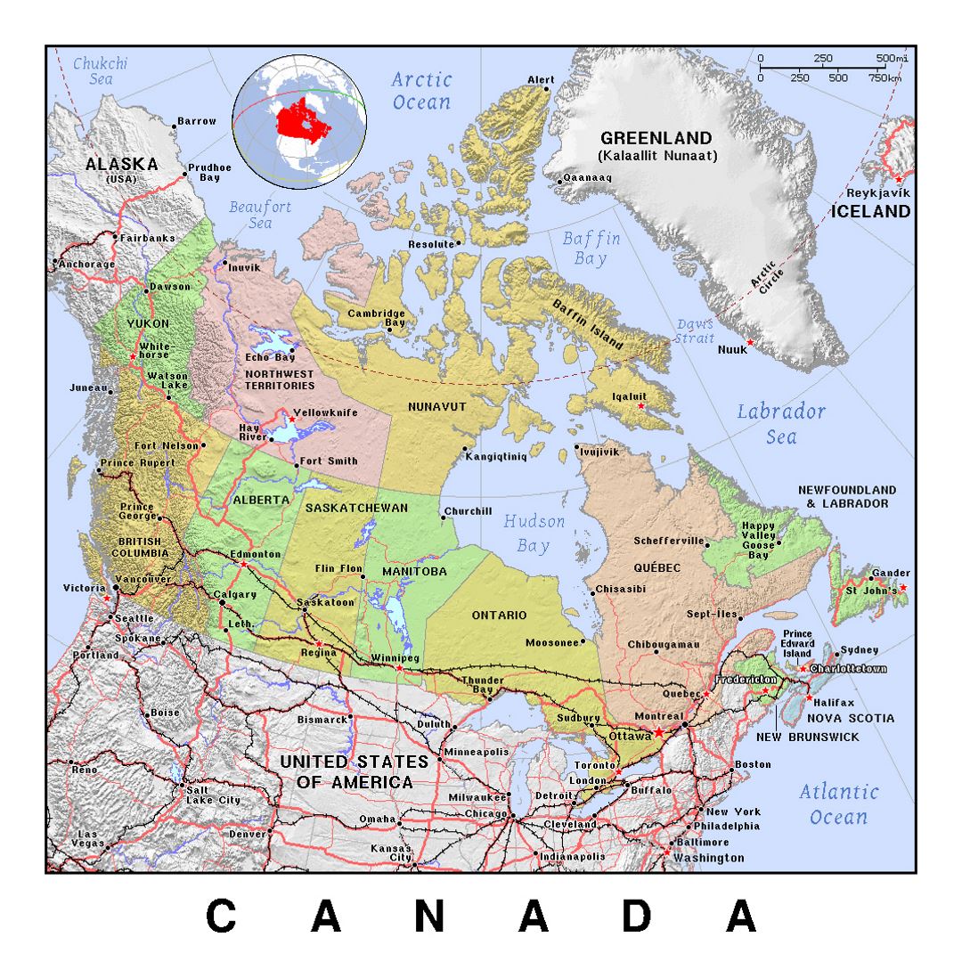 Detailed Political And Administrative Map Of Canada With Major Cities Images
