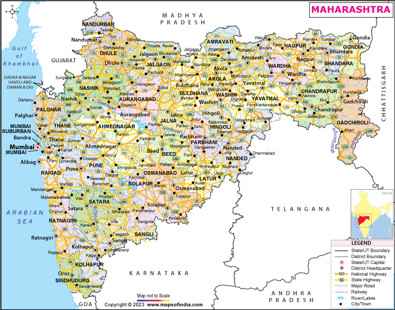 Maharashtra Map: State, Districts Information And Facts