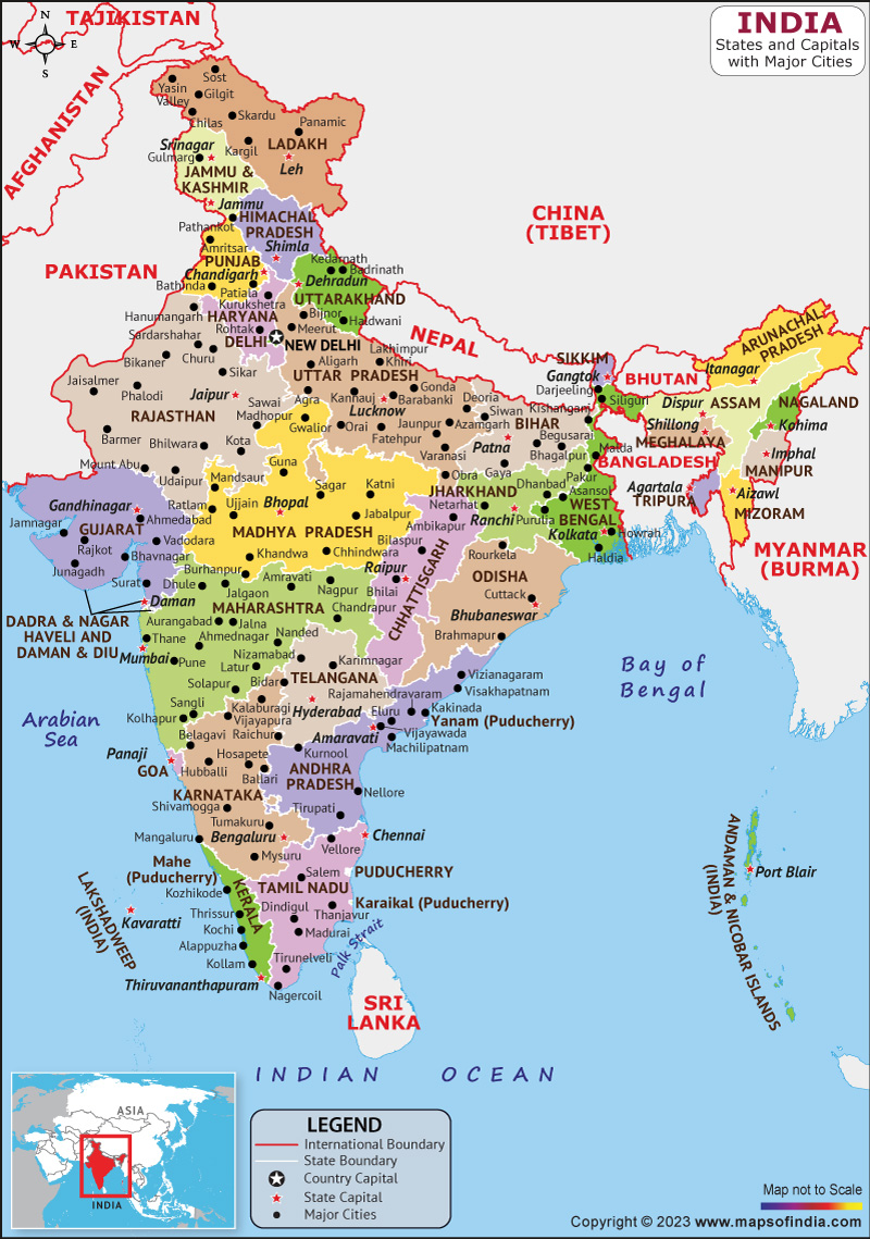 India Map With States And Cities And Districts