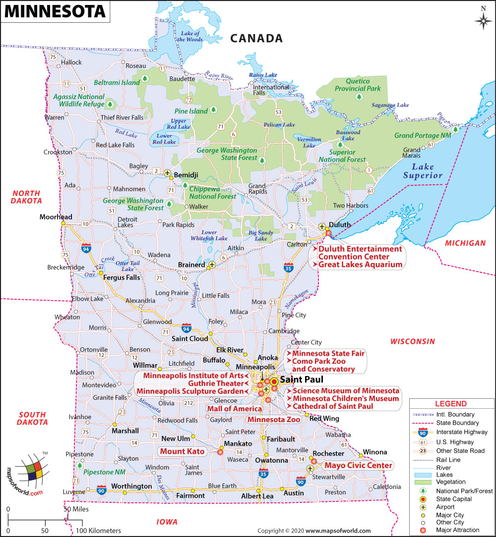 Minnesota Map, Map Of Minnesota, MN Map