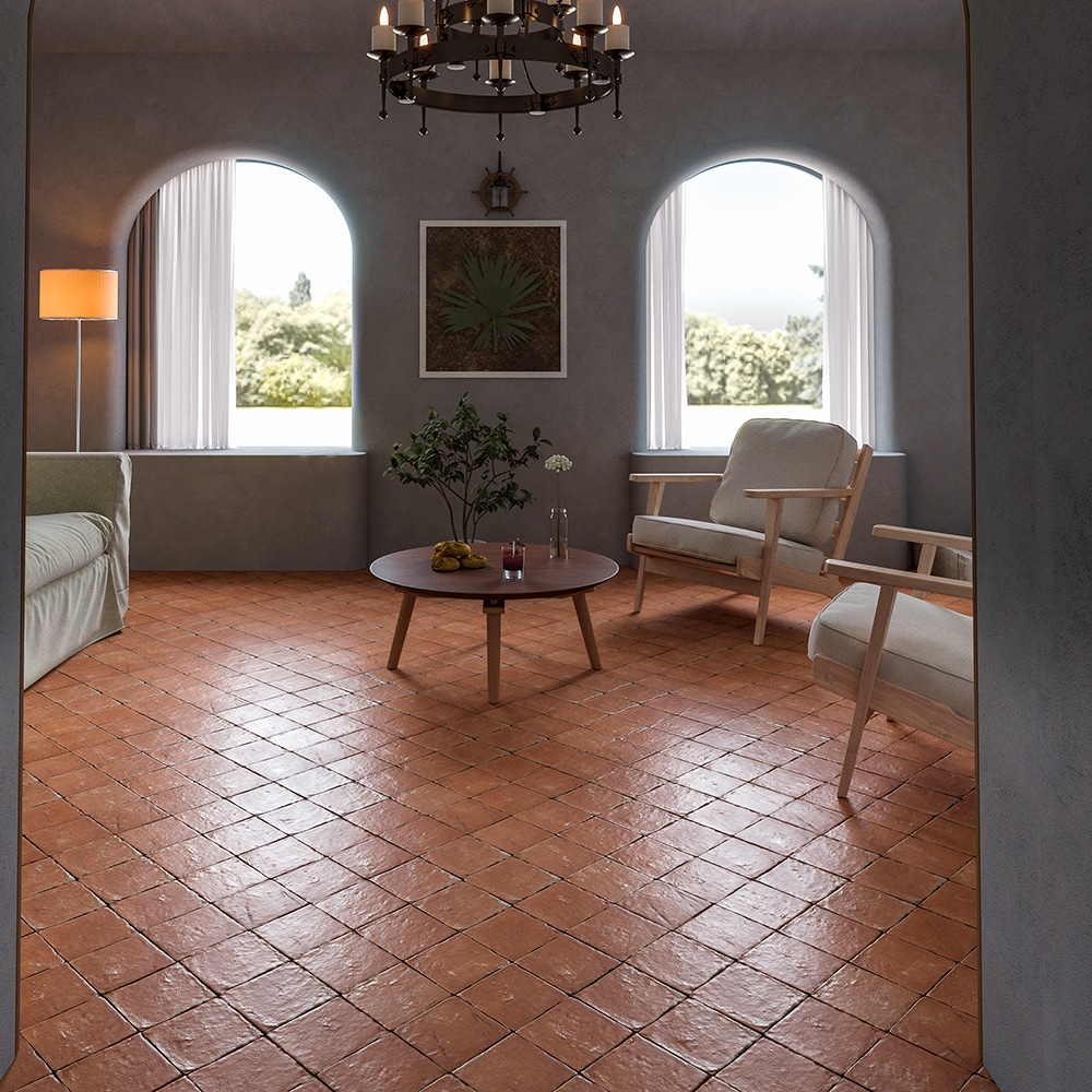 Handmade Cotto Dark Natural Terracotta Tile| 6x6x3/8| Terracotta Flooring| Red Terracotta