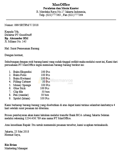 Pengertian Surat Niaga Ciri Ciri Fungsi Jenis Dan Contoh Surat - Riset