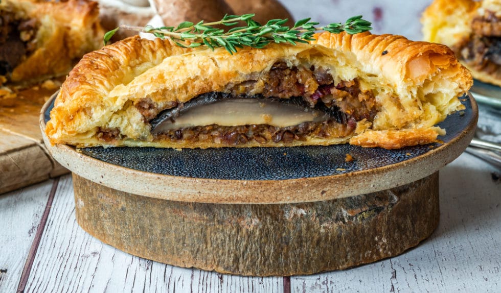 Feta cheese and Must Chup ‘Big Kick’ roasted butternut squash Wellington with tomato and basil ...