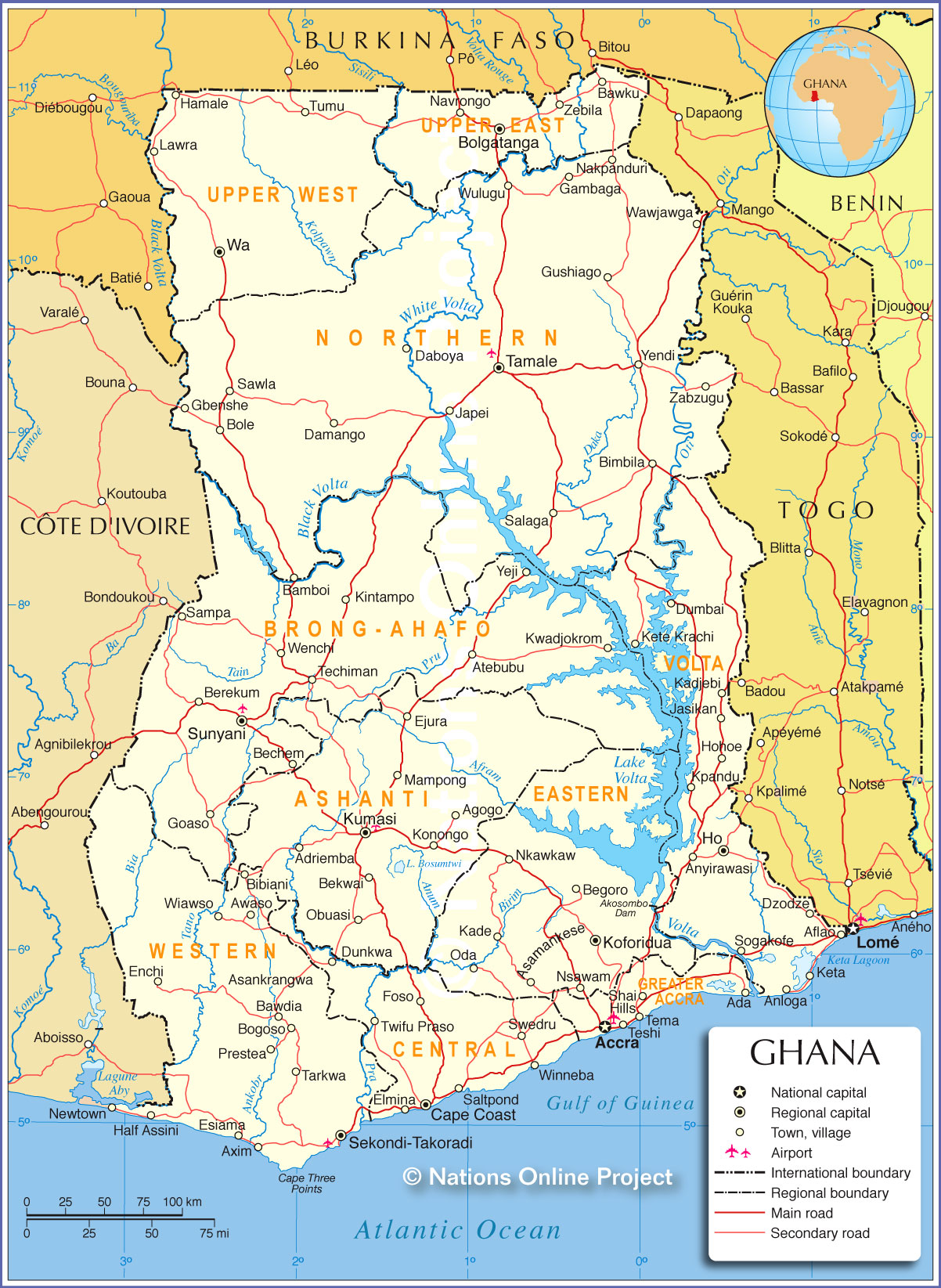 Political Map Of Ghana - Nations Online Project