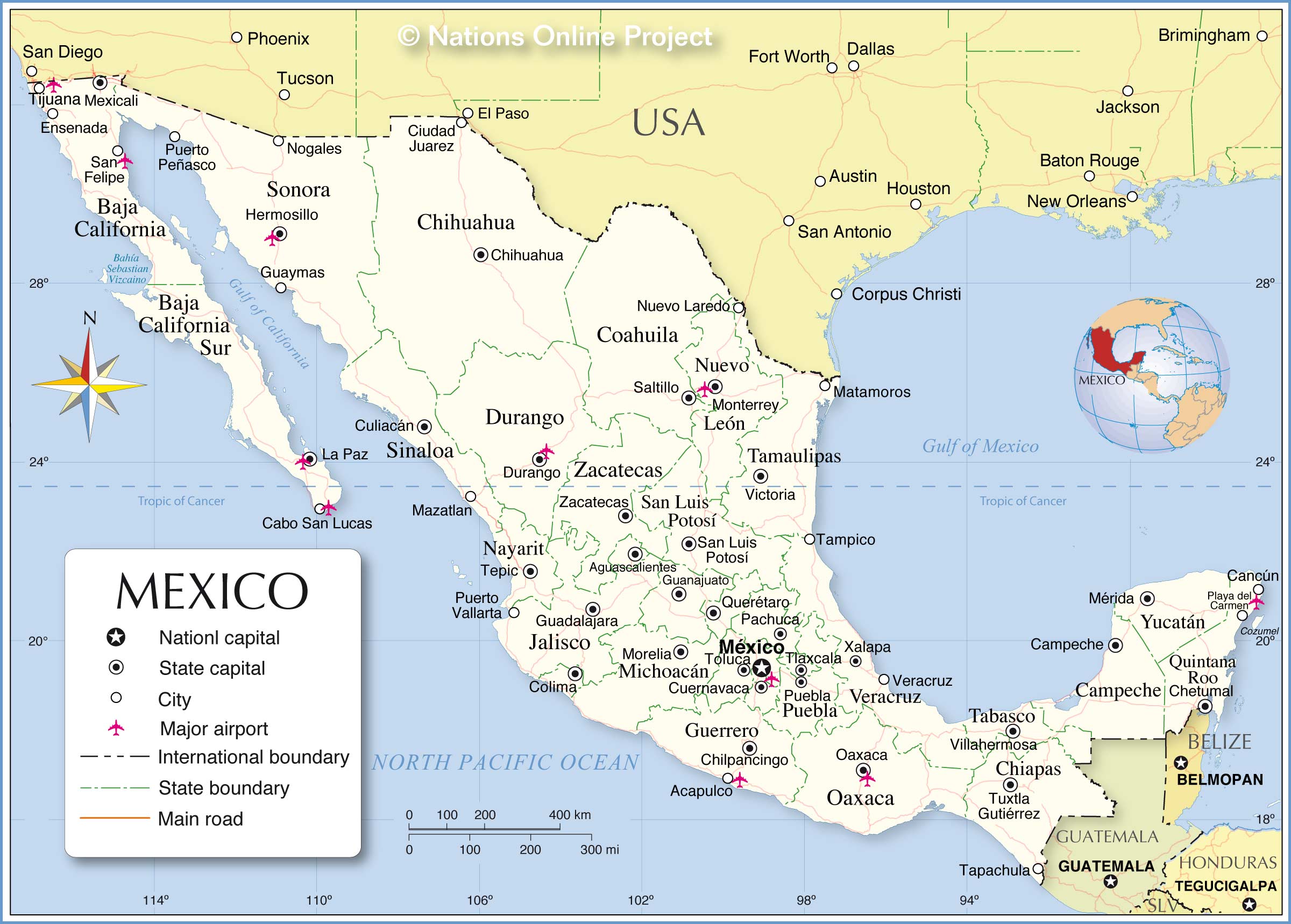 Administrative Map Of Mexico - Nations Online Project