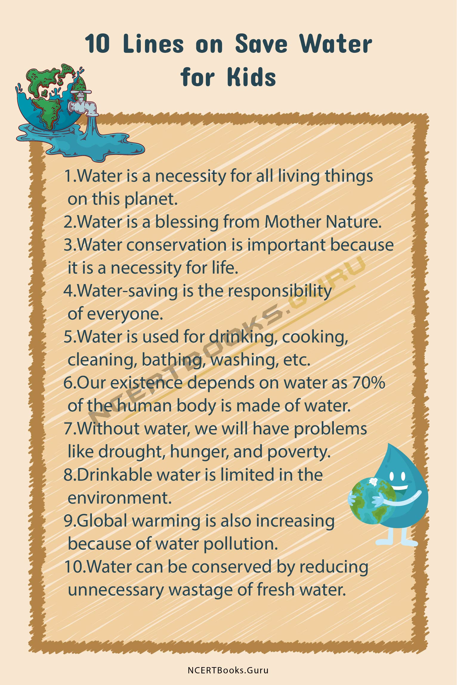 10 Lines On Save Water For Students And Children In English - NCERT Books