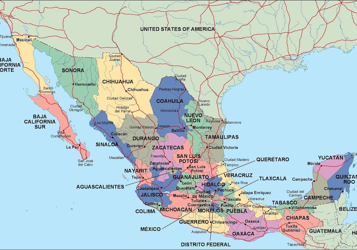 Mexico Political Map. Eps Illustrator Map| Vector World Maps