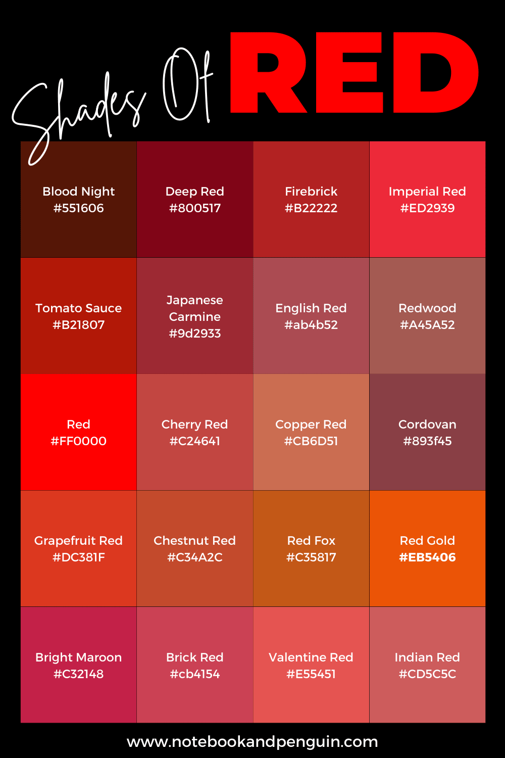 Different Shades Of Red Dye At Ruby Najar Blog