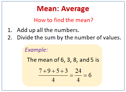 Arithmetic Mean (examples, Solutions, Worksheets, Videos, Games, Activities)