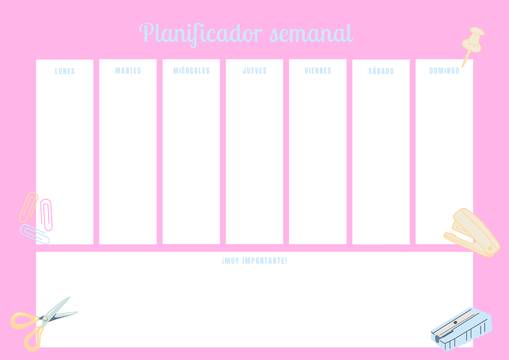 Planificador Semanal Rosa Digital