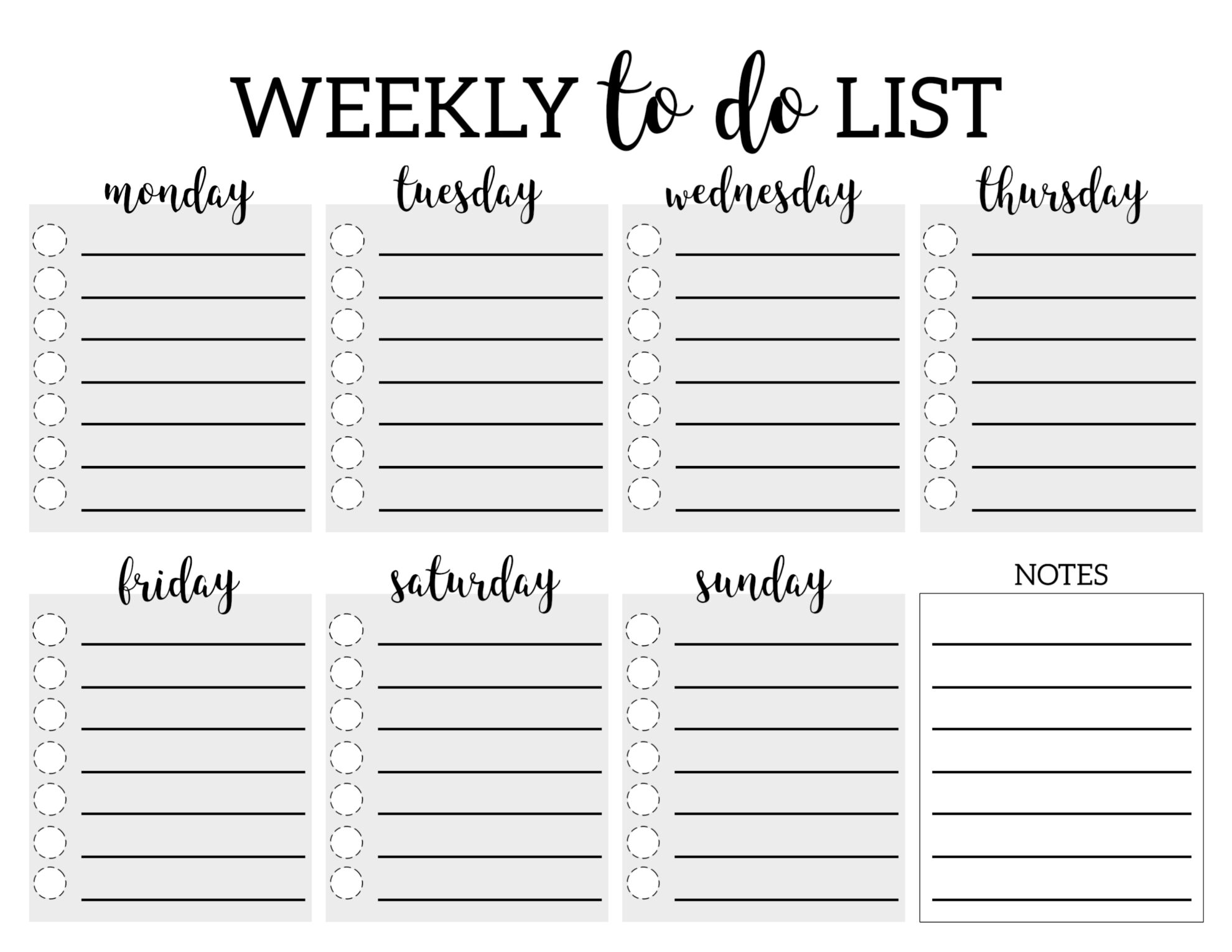 Printable To Do Checklist