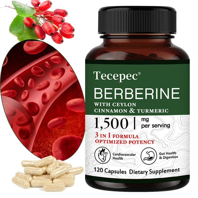 BERBERINE 1500MG - High Potency Berberine Supplement - Ceylon Cinnamon, Turmeric EUR 9,17...