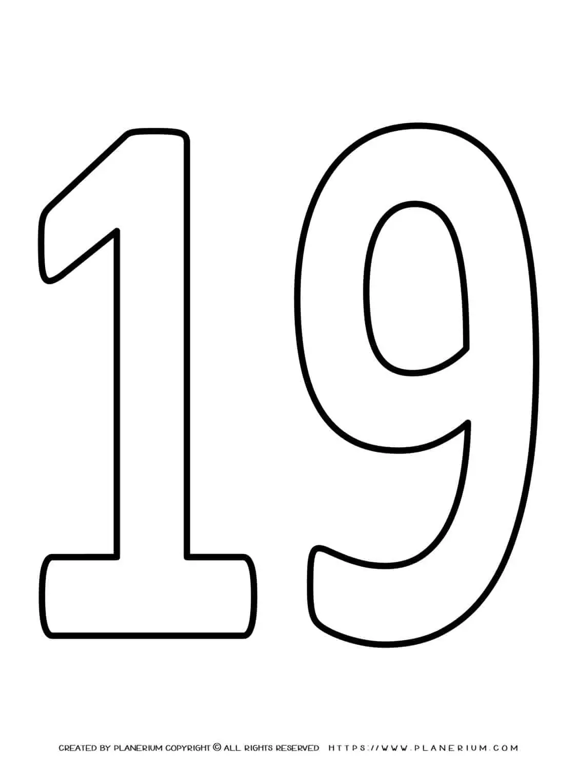 Number 19 Coloring Pages