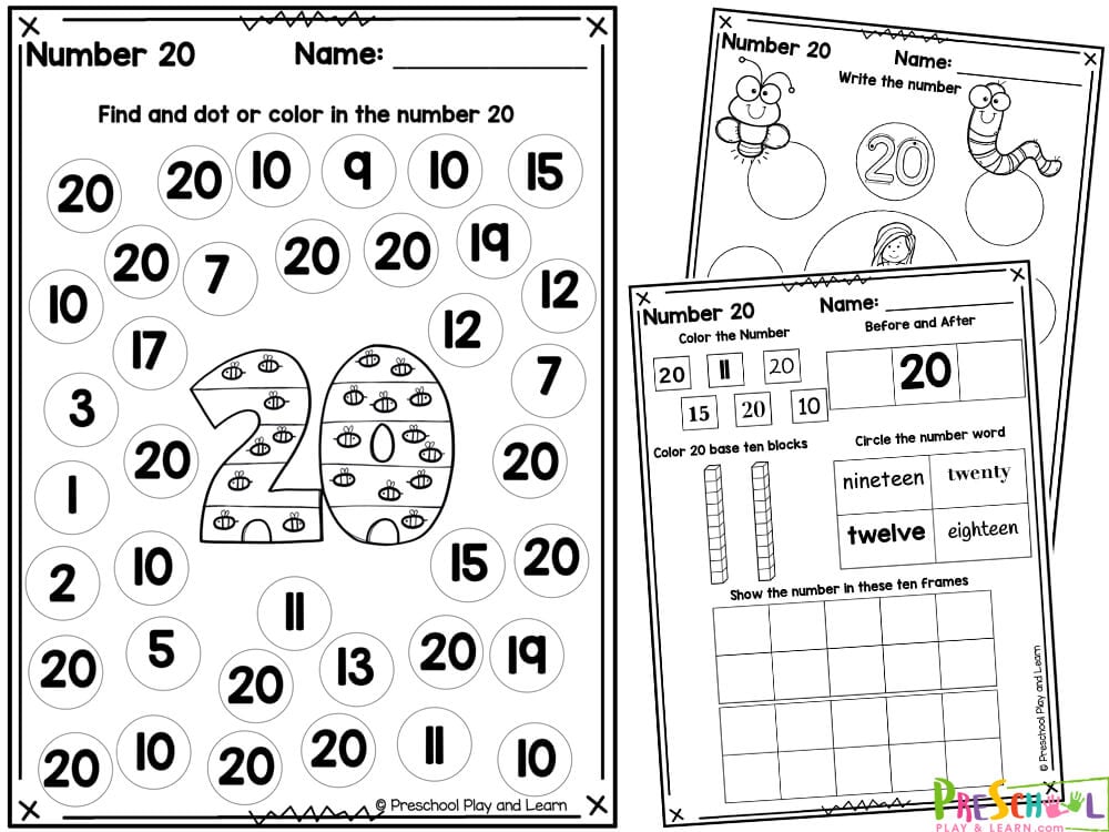 Number 20 Worksheet