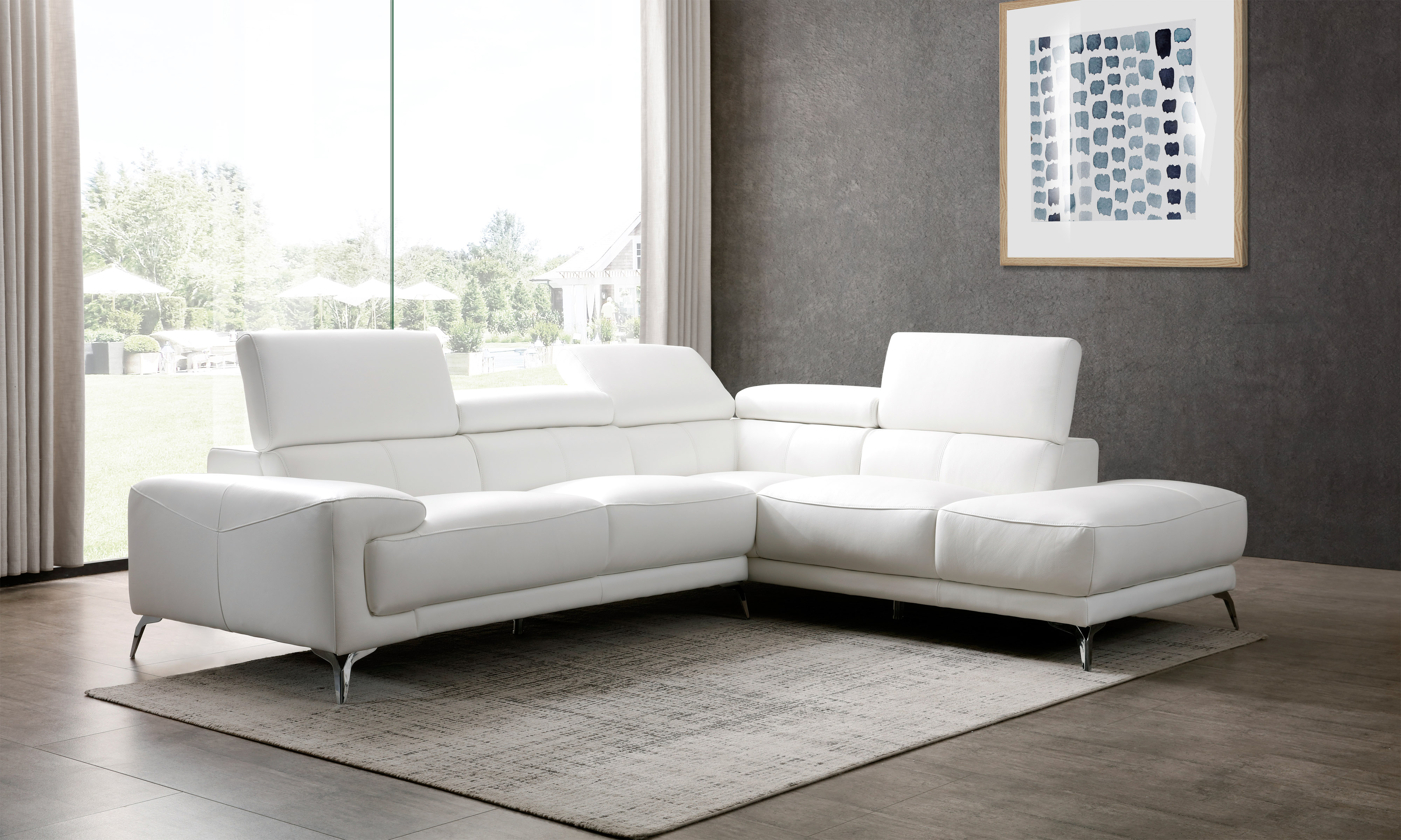 Selma White Leather Modern Sectional Sofa at Lucile Hart blog