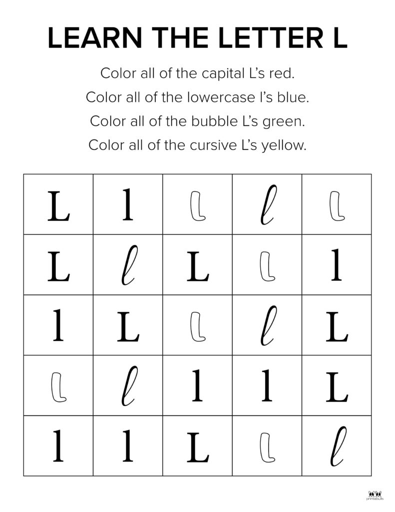 Printable Capital L