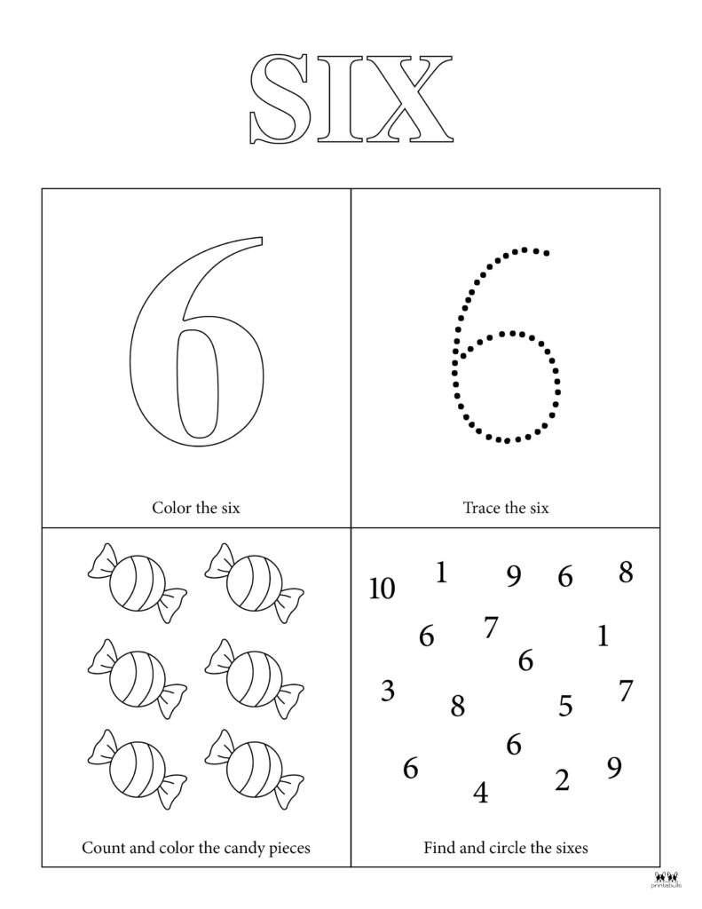 Number 6 Tracing Worksheets