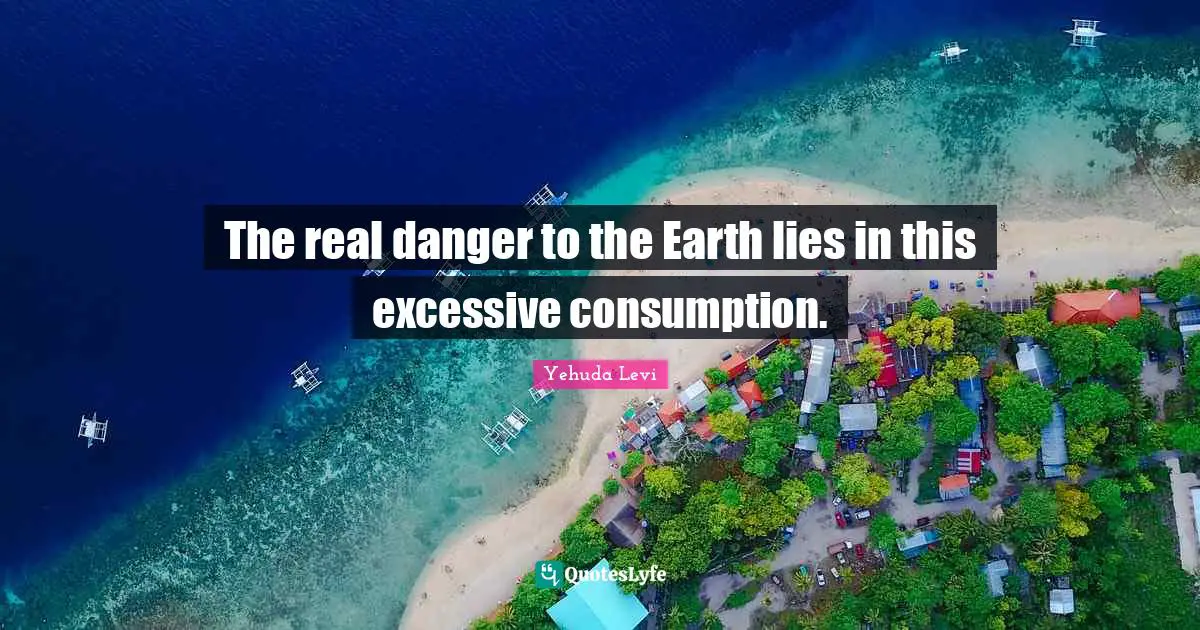The real danger to the Earth lies in this excessive consumption.... Quote by Yehuda Levi ...