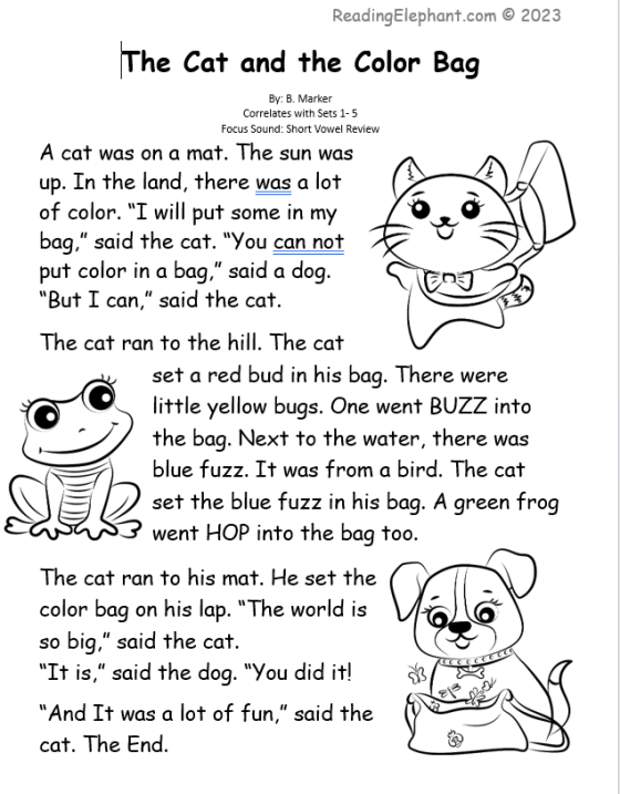 New Short Vowel Stories - Reading Elephant