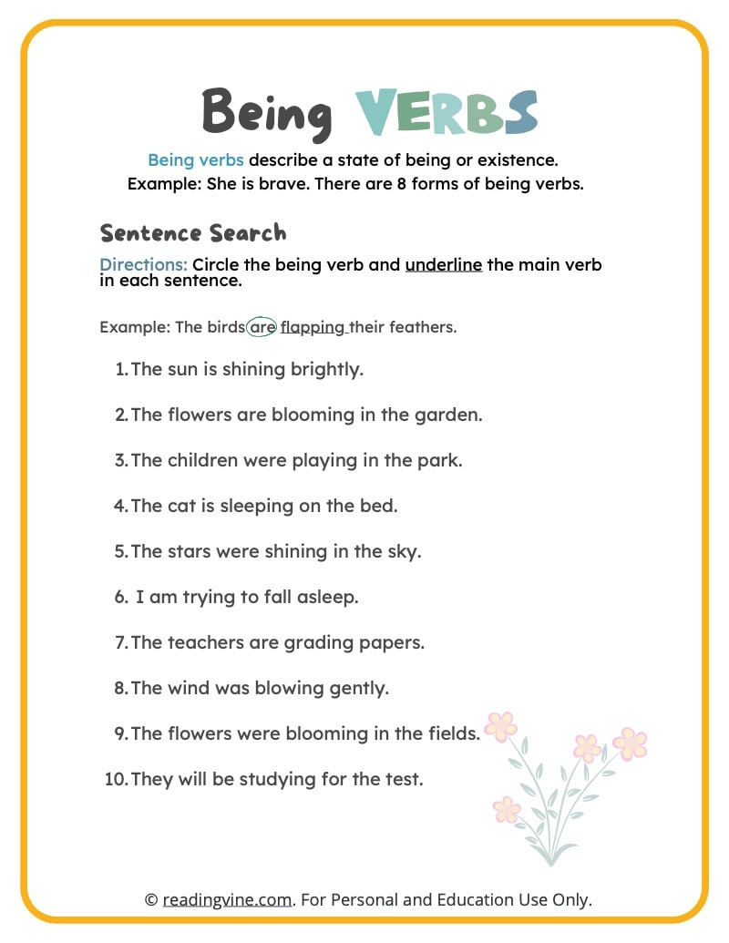 State Of Being Verbs Worksheets| &quot;To Be&quot; Verbs Activities