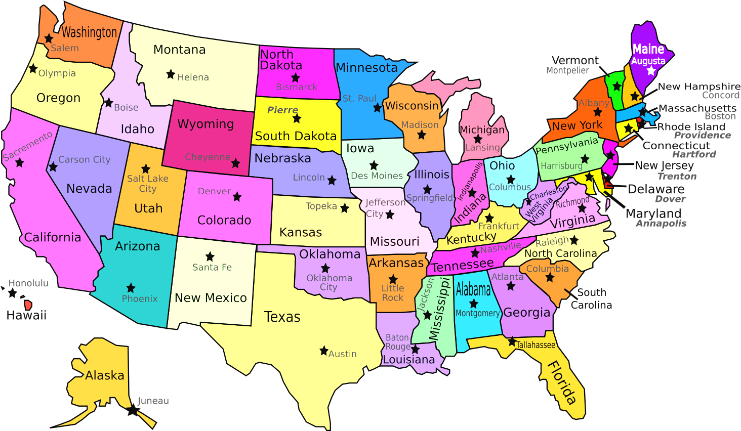 Map With States And Capitals Labeled Usa My Blog Printable - State Name Us Maps (1500x851), Png...
