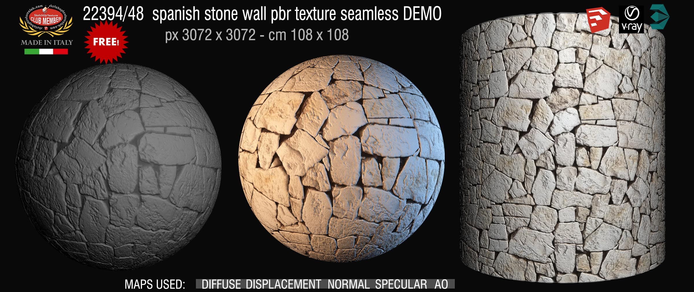 spanish stone wall pbr texture seamless 22394