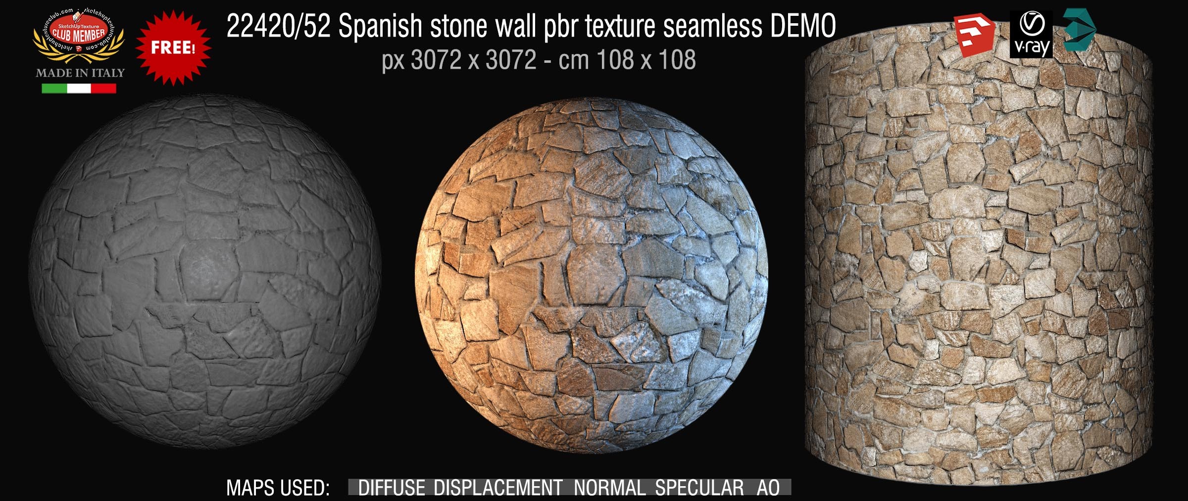 Spanish stone wall Pbr texture 22420