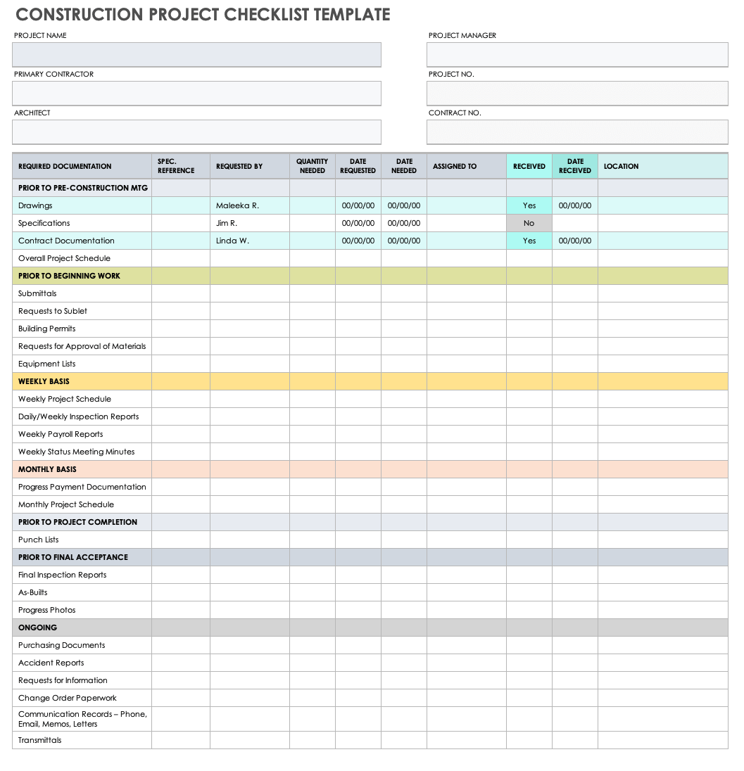 Project Checklist Templates| Smartsheet