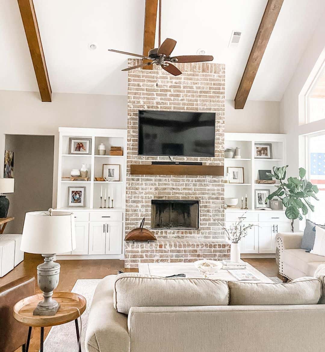 Vaulted Ceiling Living Room With Fireplace | Baci Living Room