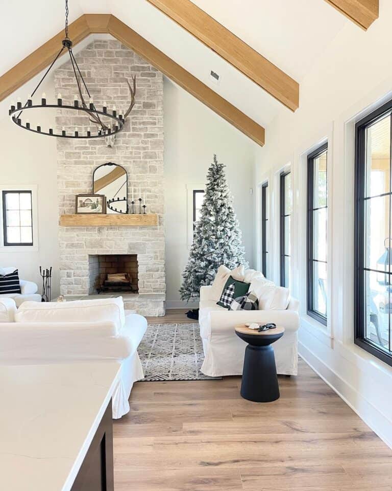 Vaulted Ceiling with Stone Fireplace - Soul & Lane