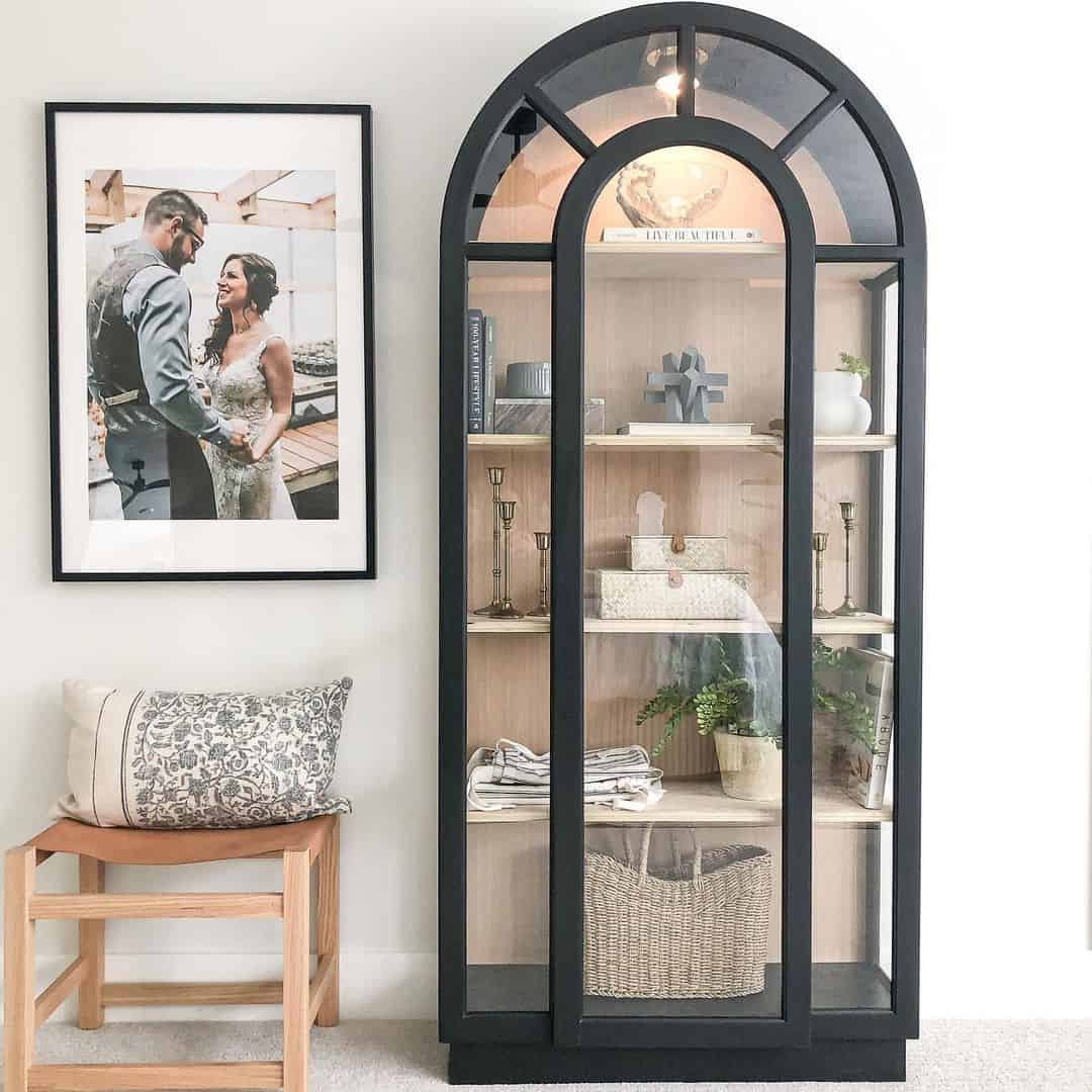 Black Arched Bookcase With Glass Panels - Soul & Lane