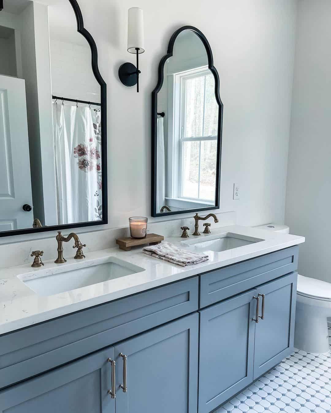 Arched Mirrors Over Double Sink Vanity - Soul & Lane