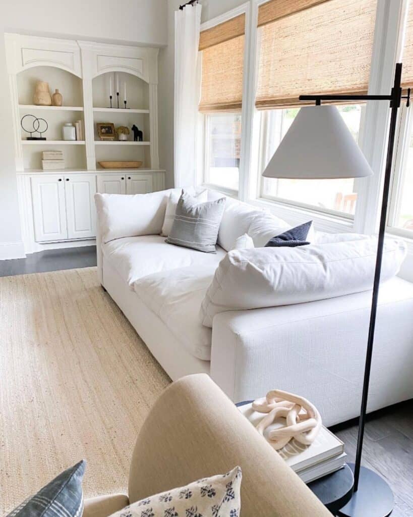 Arched Shelves Beside Living Room Windows - Soul & Lane