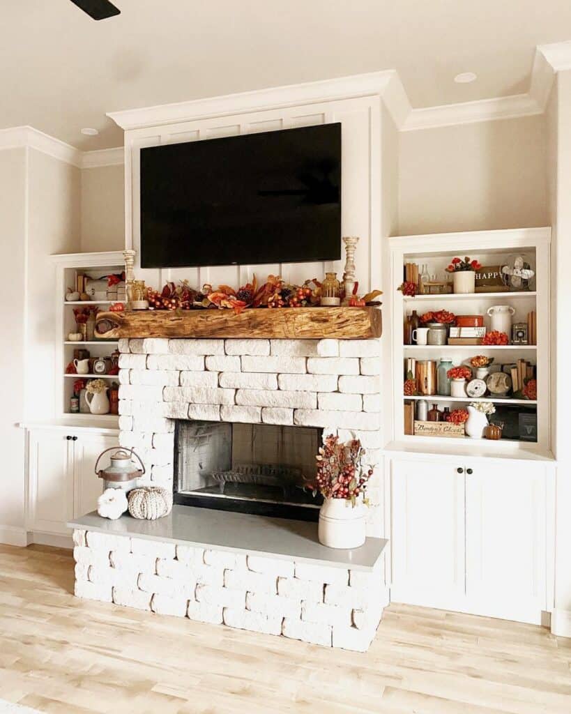 Stone Fireplace with Built Ins on Each Side - Soul & Lane